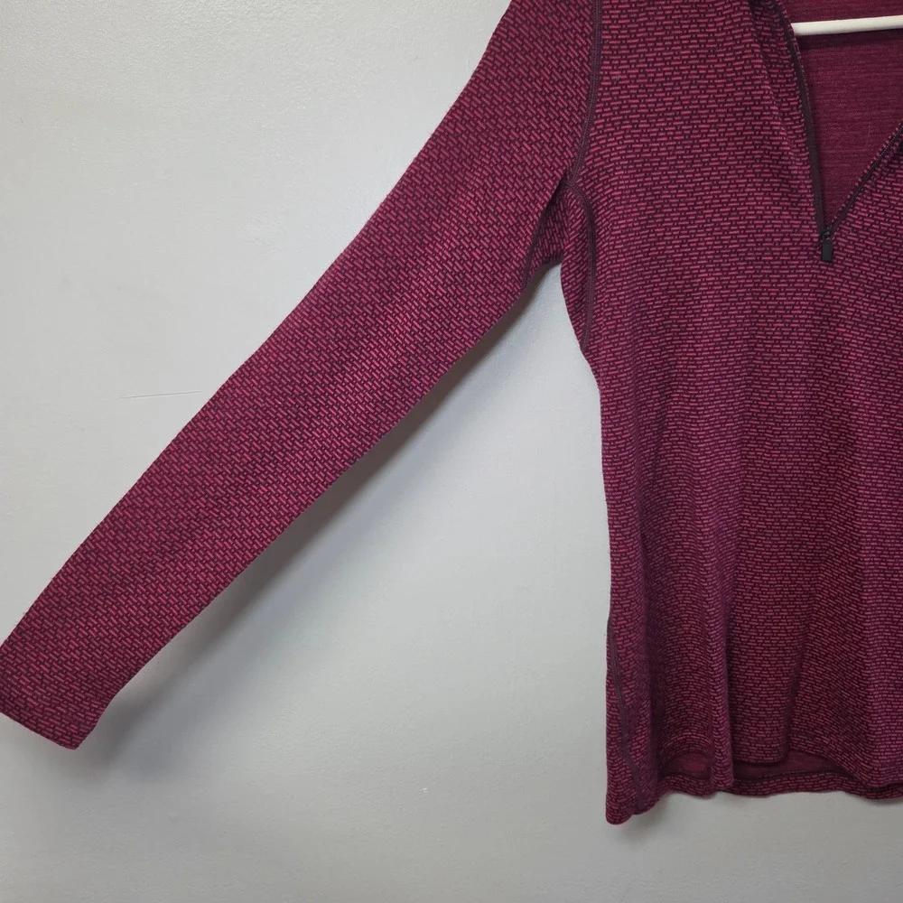Icebreaker Womens 260 Merino Wool 1/4 Zip Pullover Shirt Red Magenta Medium - Picture 2 of 7